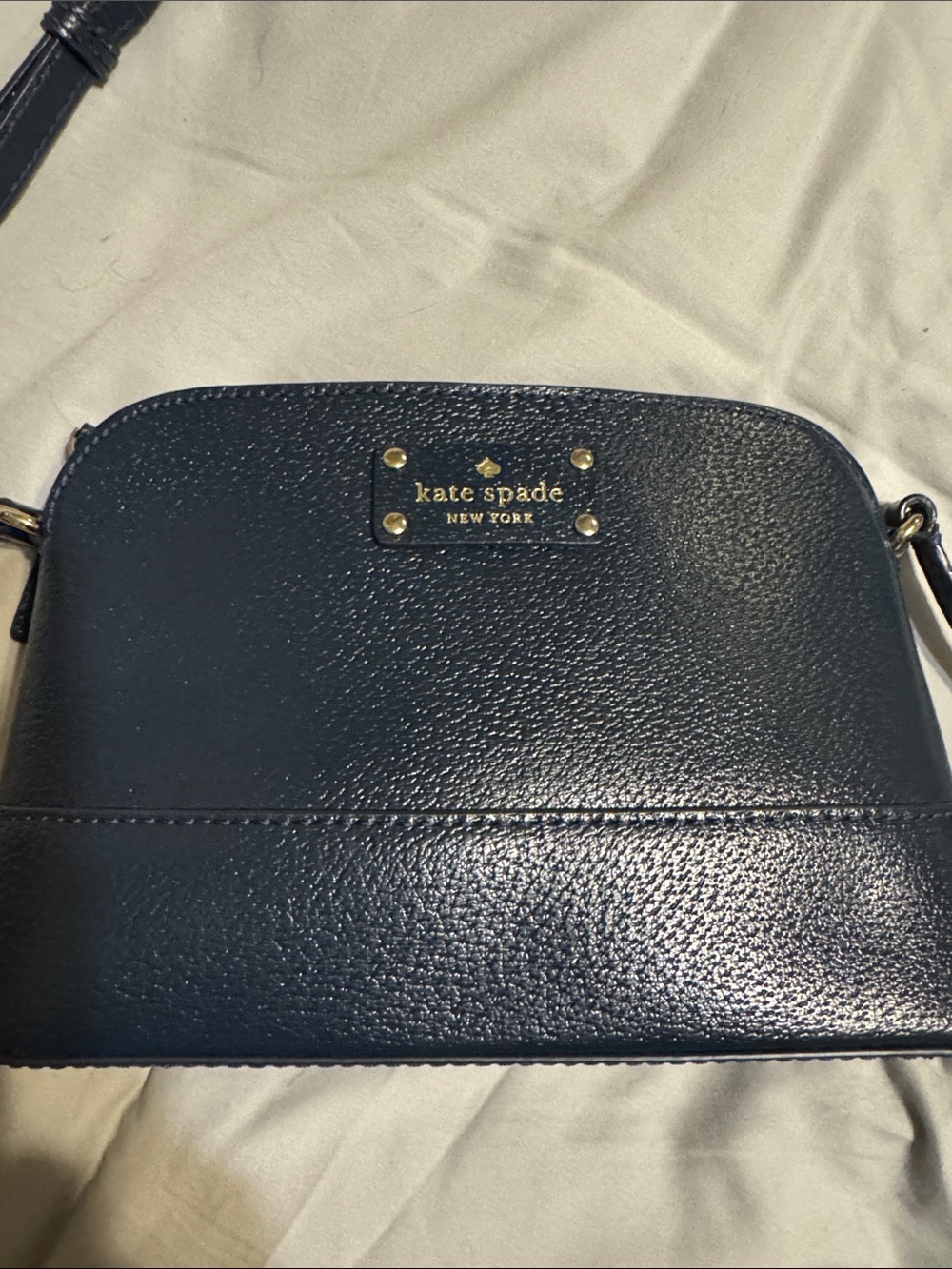 kate spade Navy Pebble Leather Dome Crossbody with Gold Hardware